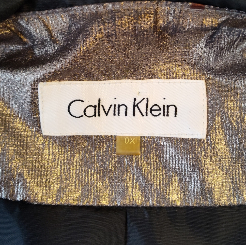 Calvin Klein Metallic Pewter Bronze Hooded Anorak Utility Jacket Plus Size 0X - Picture 9 of 9